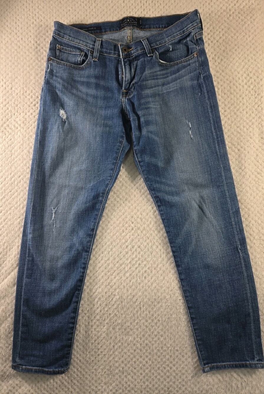 Lucky Brand Sienna Cigarette Jeans Womens 6 28 Blue Distressed Slim Stretch #116